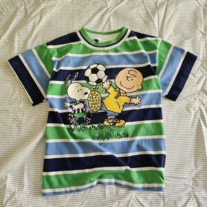 Rare Vintage 70s 80s Peanuts Snoopy & Charlie Brown Soccer Striped T-Shirt